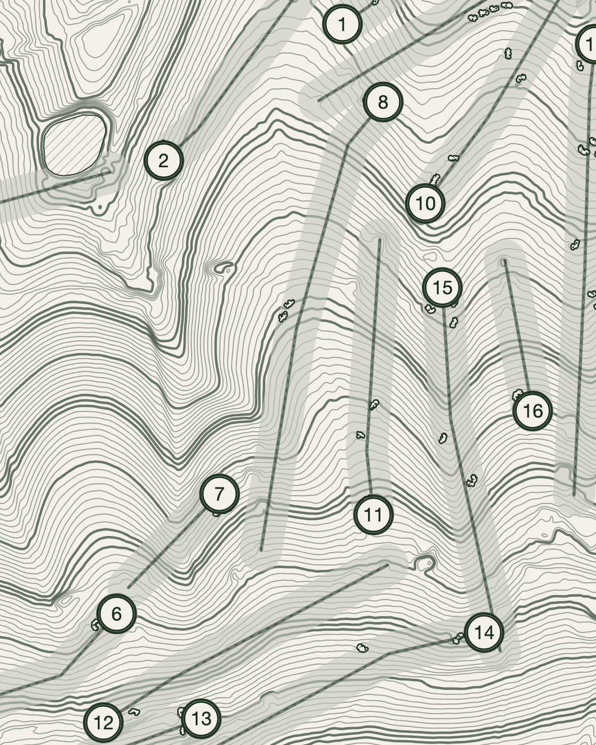 Effingham, Surrey print, contour detail