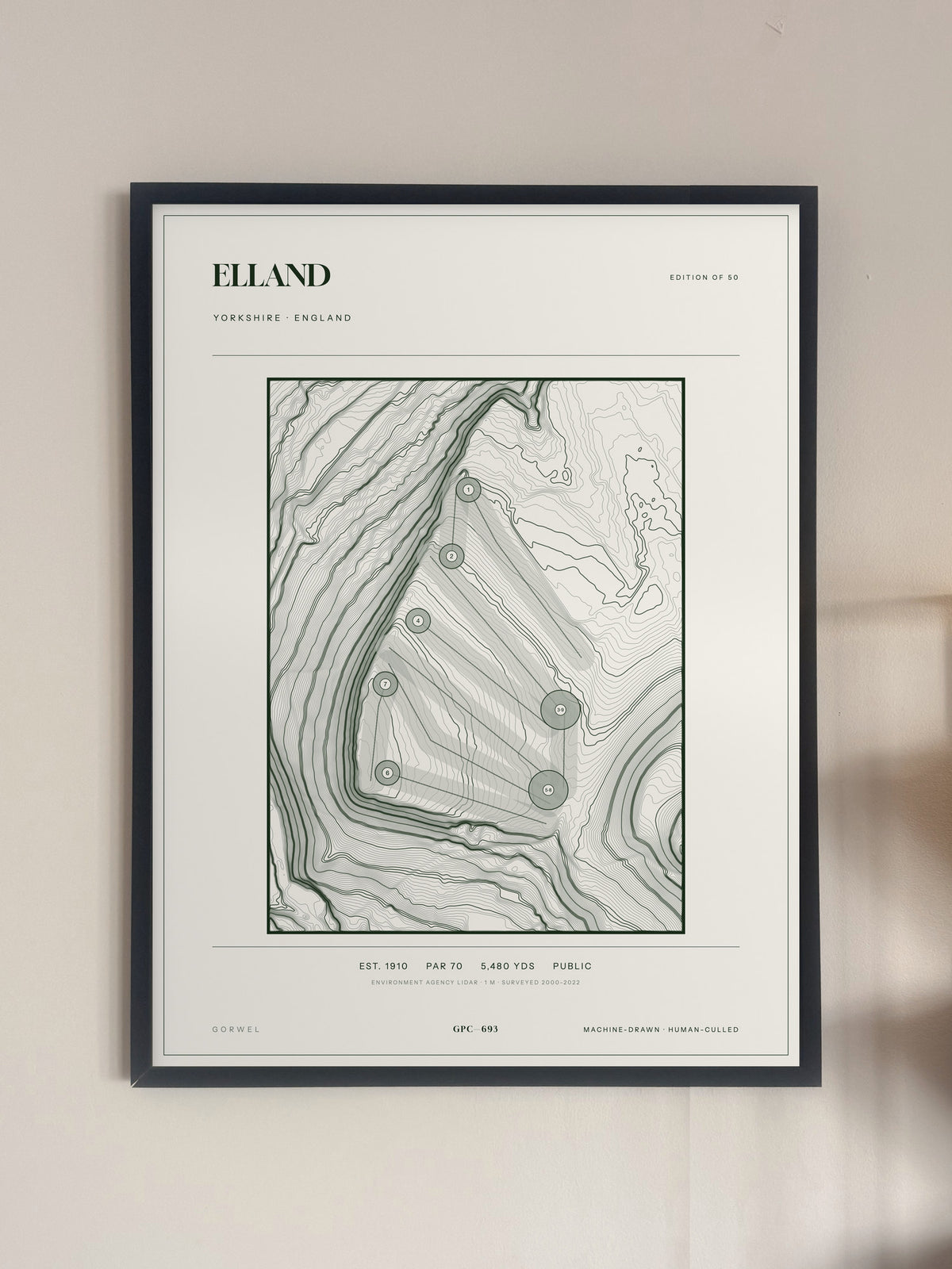 Elland, Yorkshire print, framed, on a wall