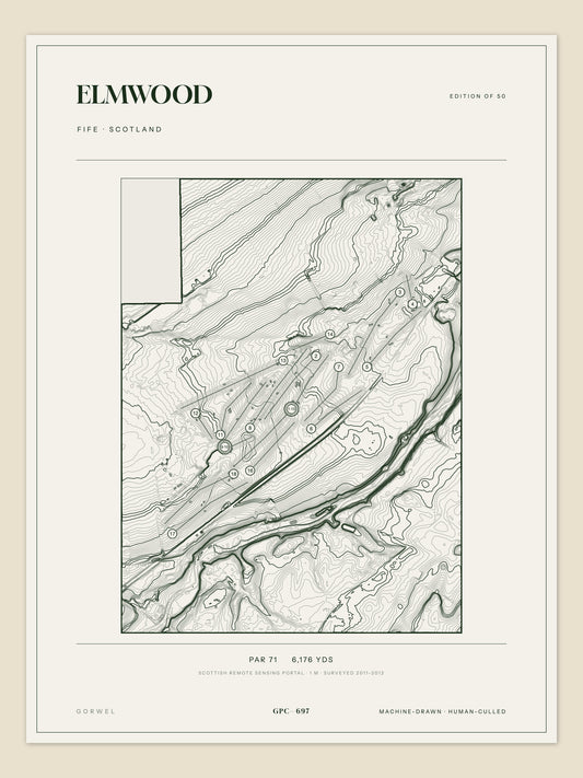 Elmwood, Fife topographic golf course print