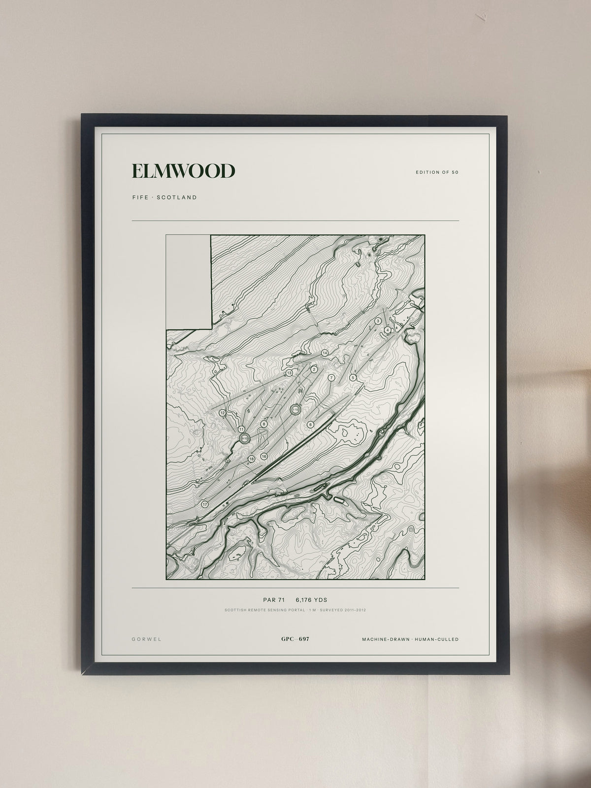 Elmwood, Fife print, framed, on a wall