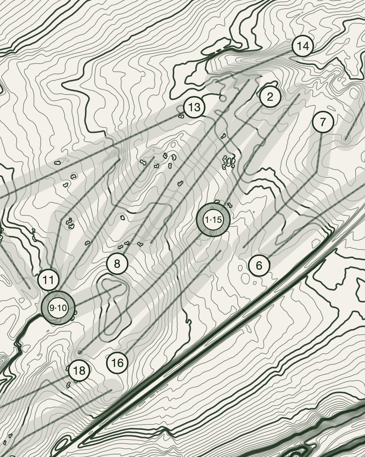 Elmwood, Fife print, contour detail