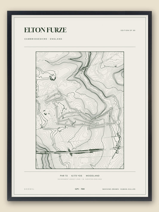 Elton Furze topographic golf course print — catalogue plate — Gorwel Print Co