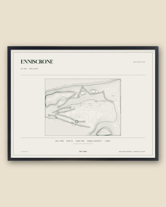 Enniscrone, Sligo topographic golf course print, framed — Gorwel Print Co