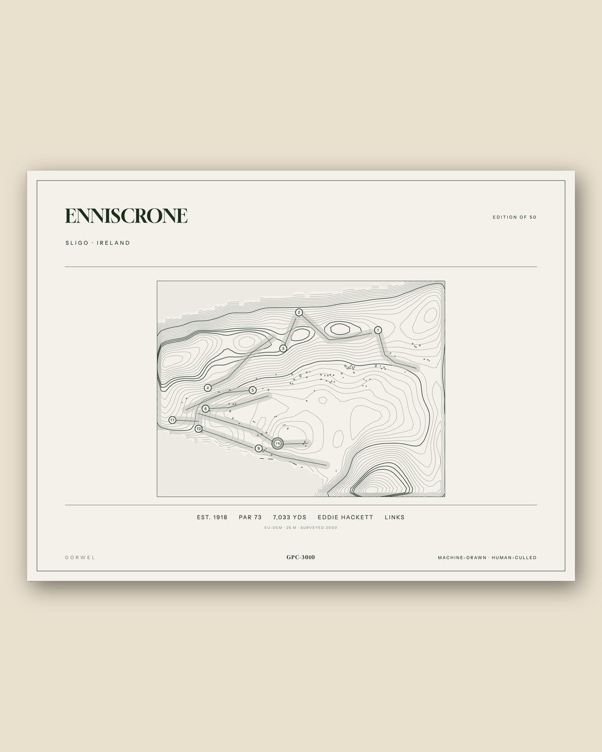 Enniscrone, Sligo topographic golf course print
