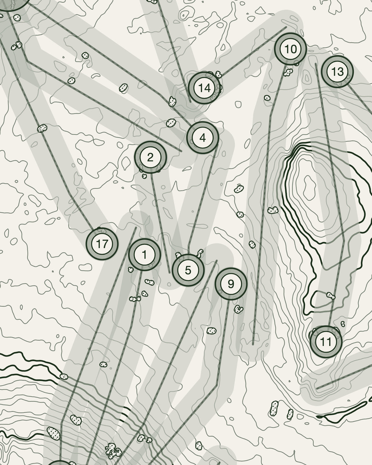 Ferndown Old, Dorset print, contour detail