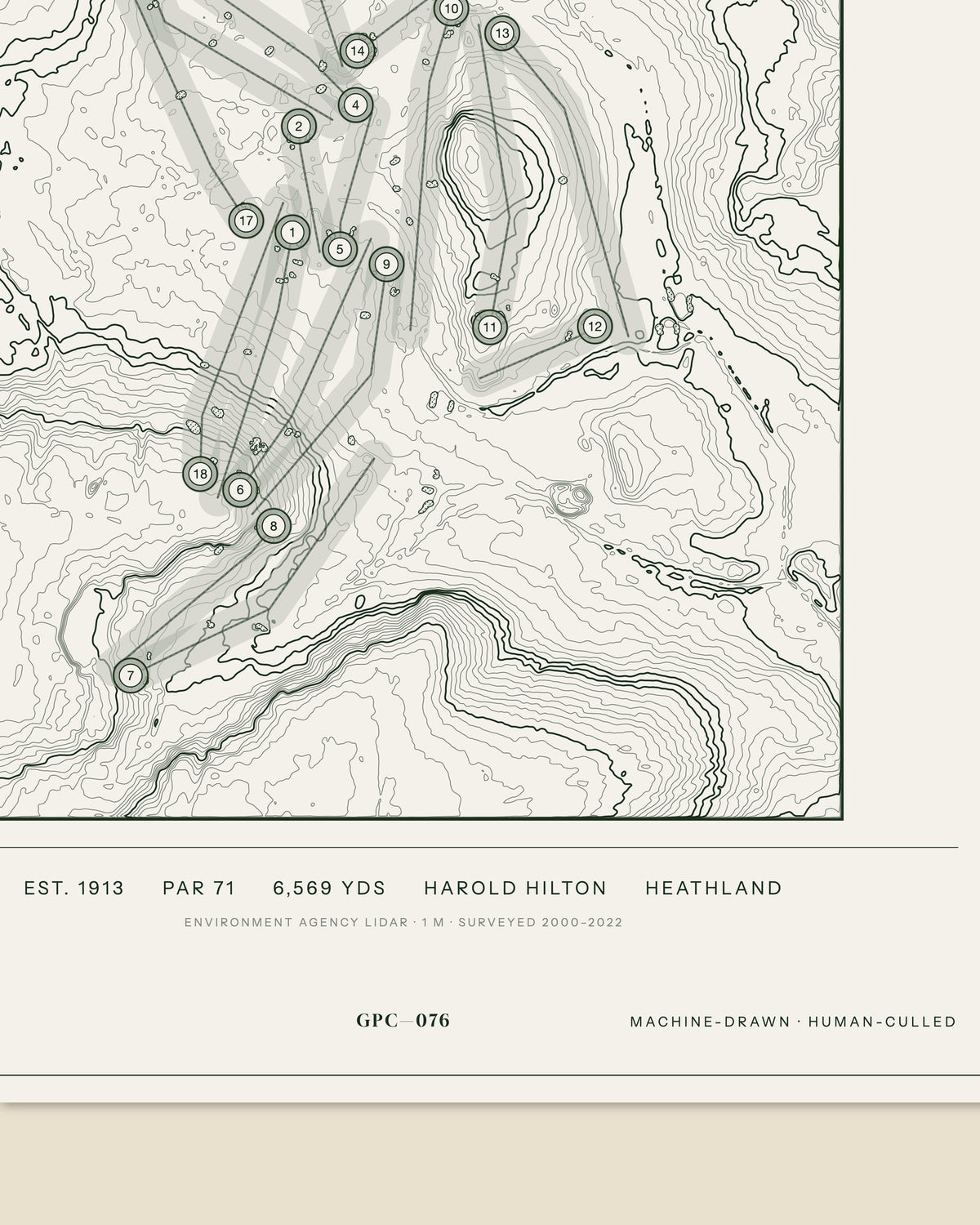 Ferndown Old, Dorset print, data strip and edition mark
