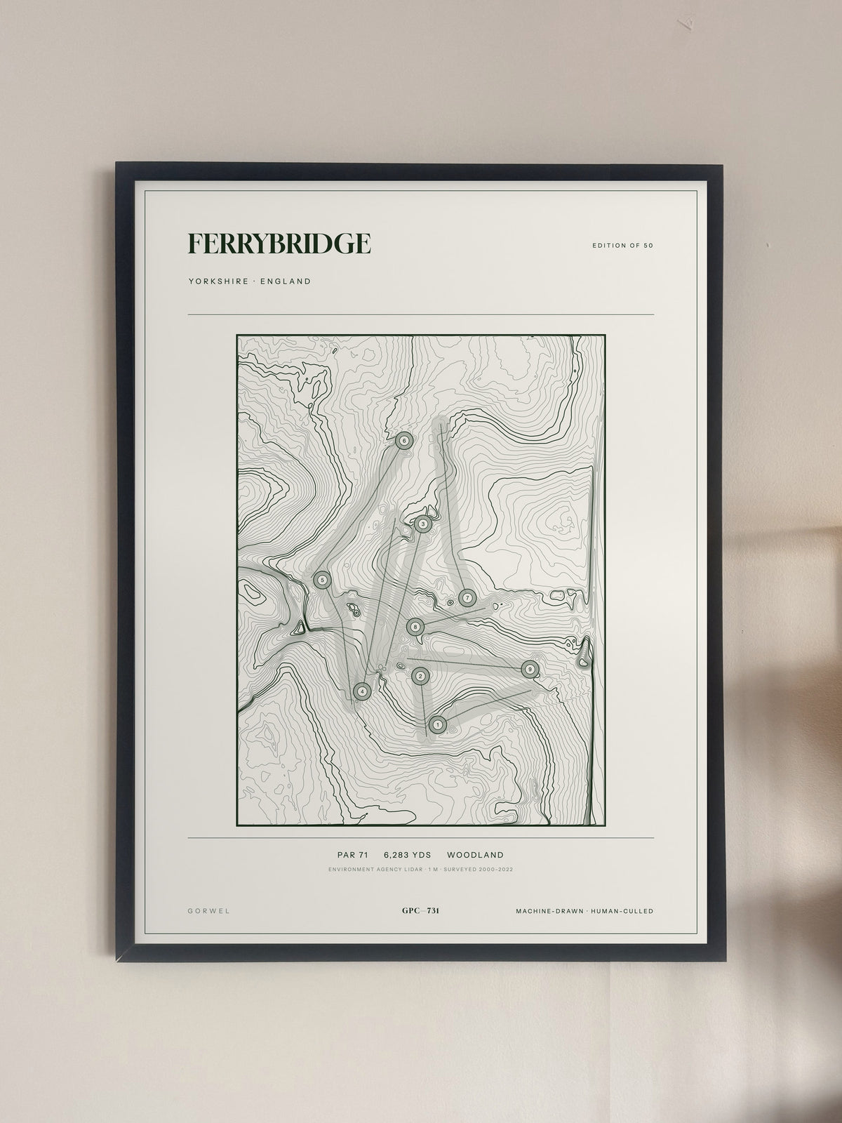 Ferrybridge, Yorkshire print, framed, on a wall