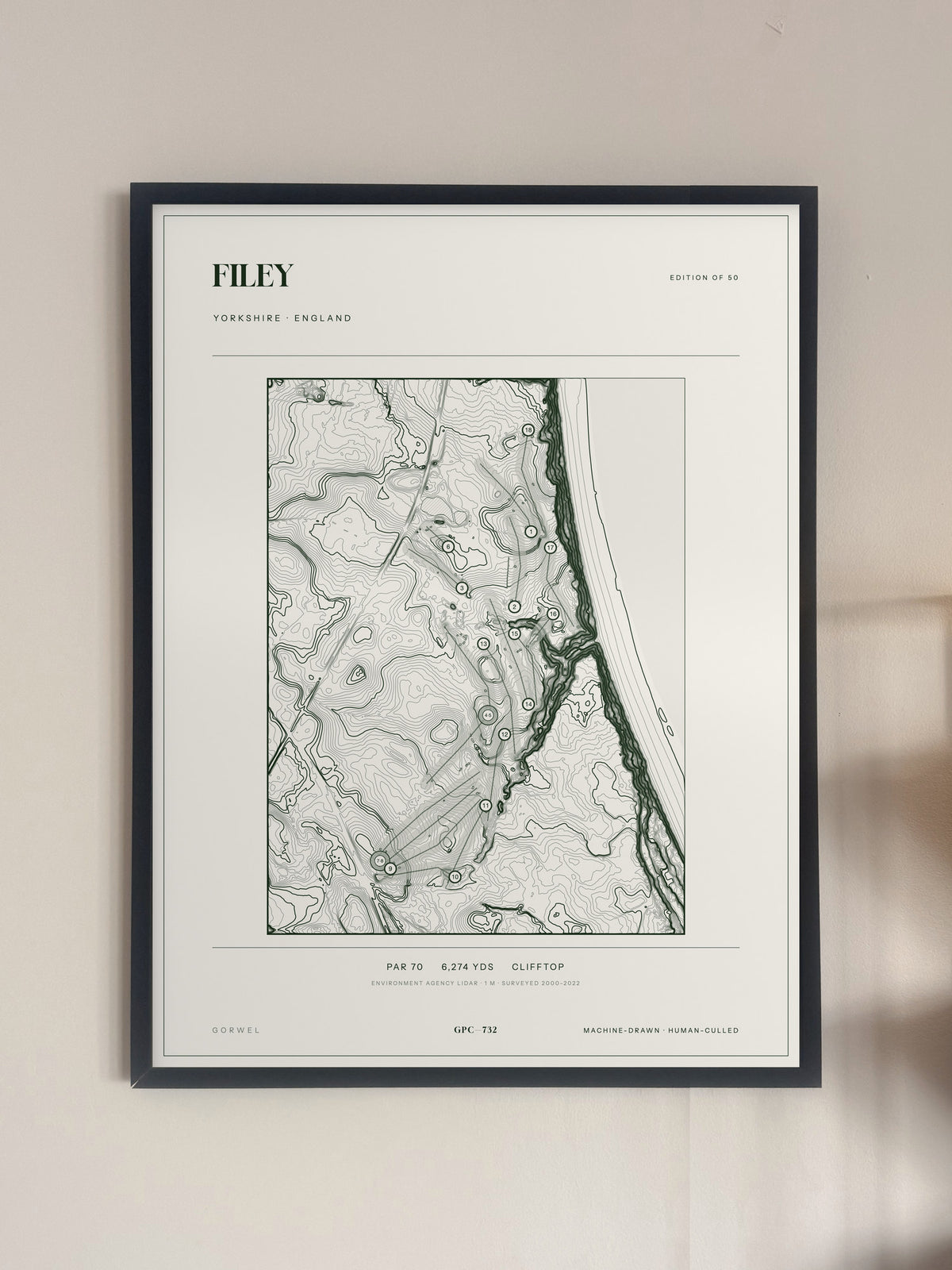 Filey, Yorkshire print, framed, on a wall