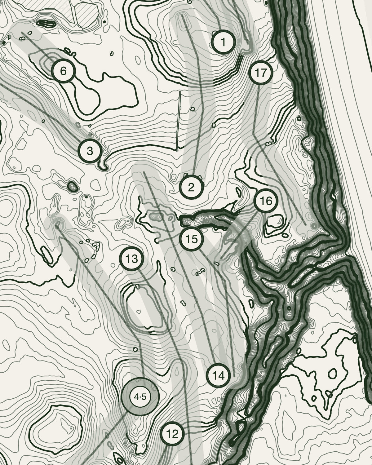 Filey, Yorkshire print, contour detail
