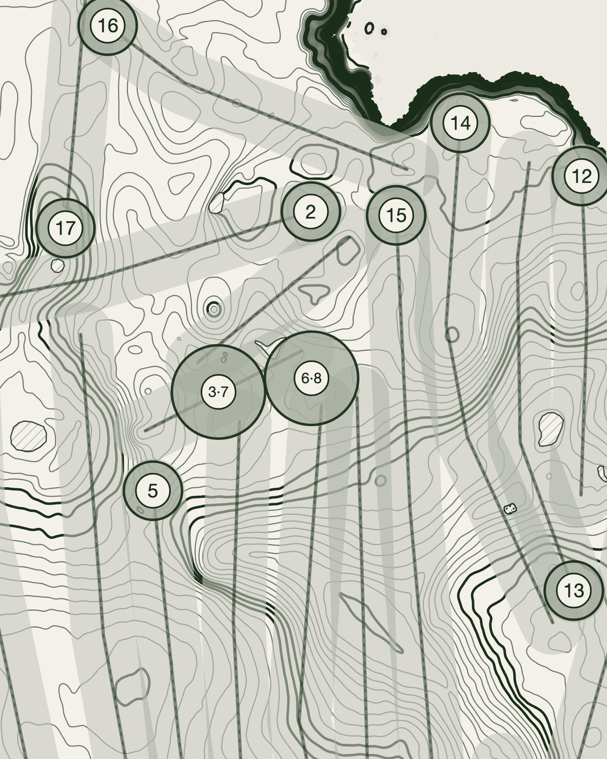 Flamborough Head, Yorkshire print, contour detail