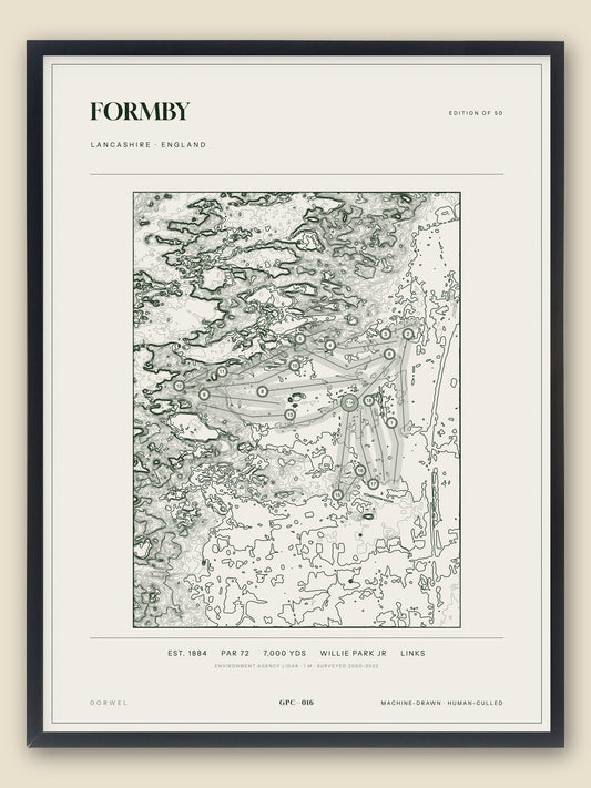 Formby, Lancashire topographic golf course print, framed — Gorwel Print Co