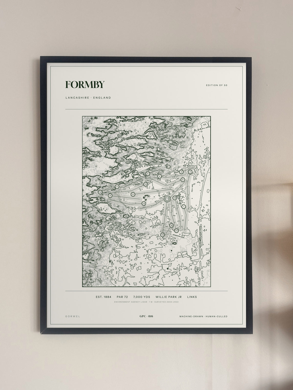 Formby, Lancashire print, framed, on a wall