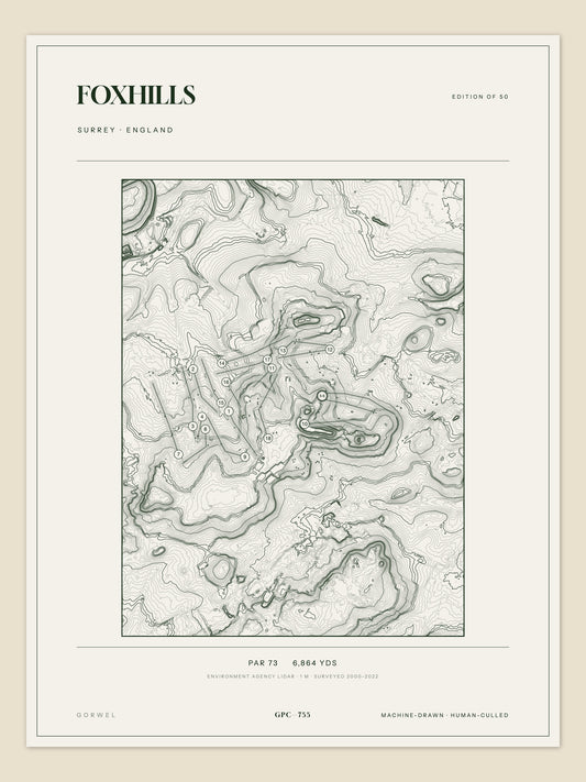 Foxhills, Surrey topographic golf course print