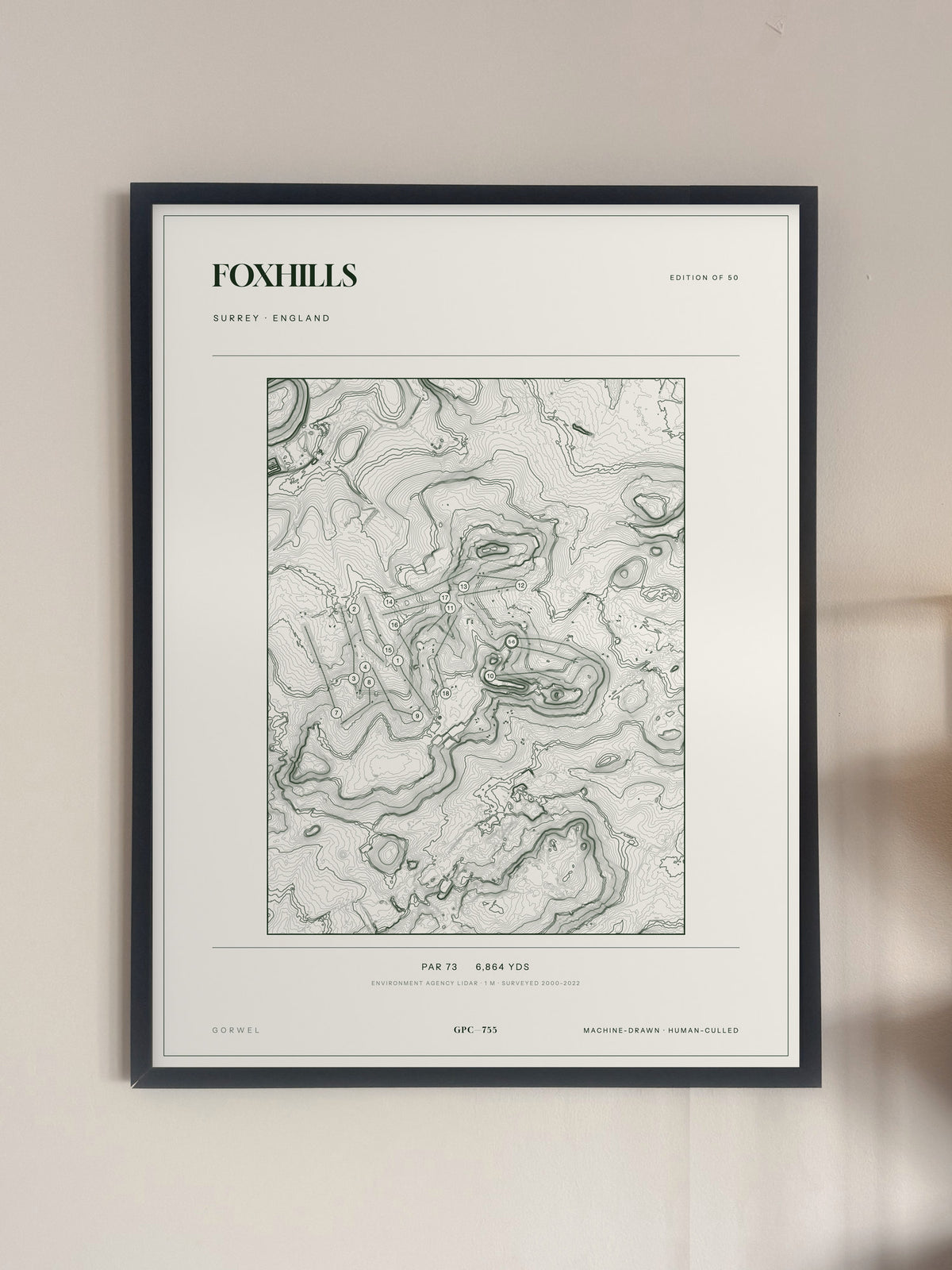 Foxhills, Surrey print, framed, on a wall