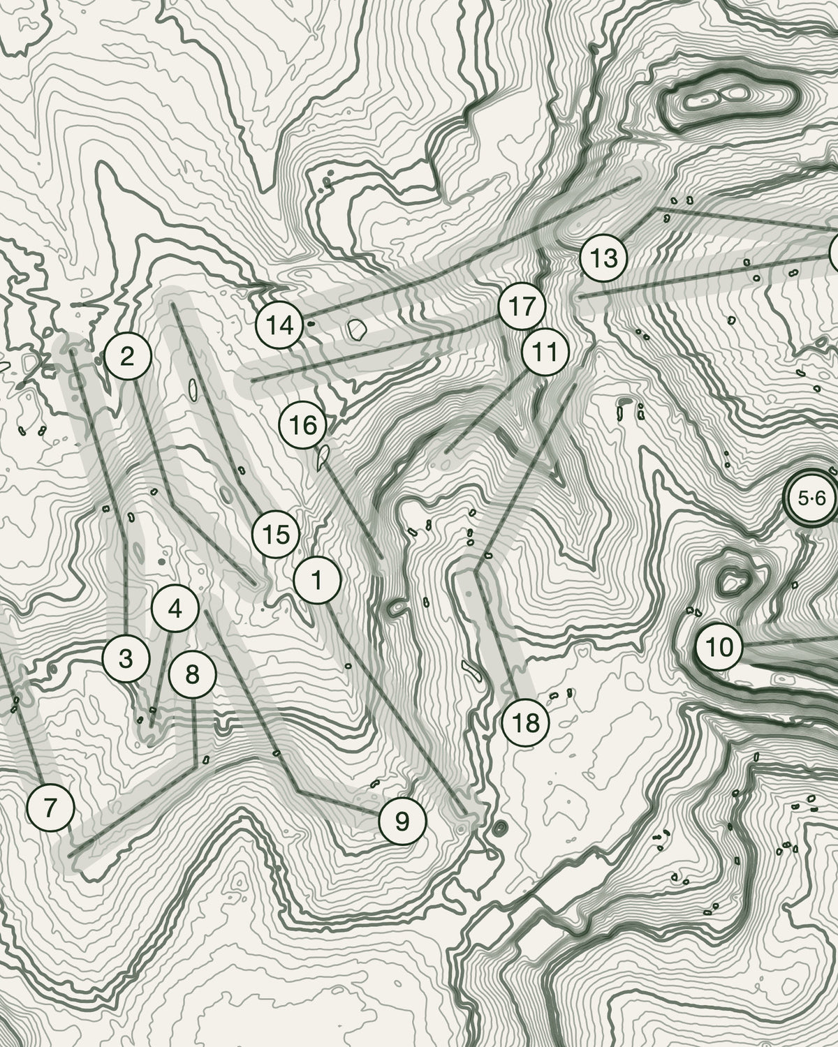 Foxhills, Surrey print, contour detail