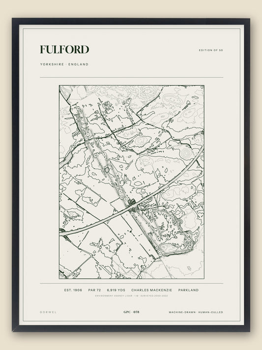 Fulford, Yorkshire topographic golf course print, framed — Gorwel Print Co