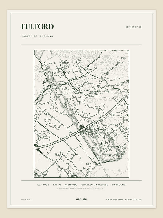Fulford, Yorkshire topographic golf course print