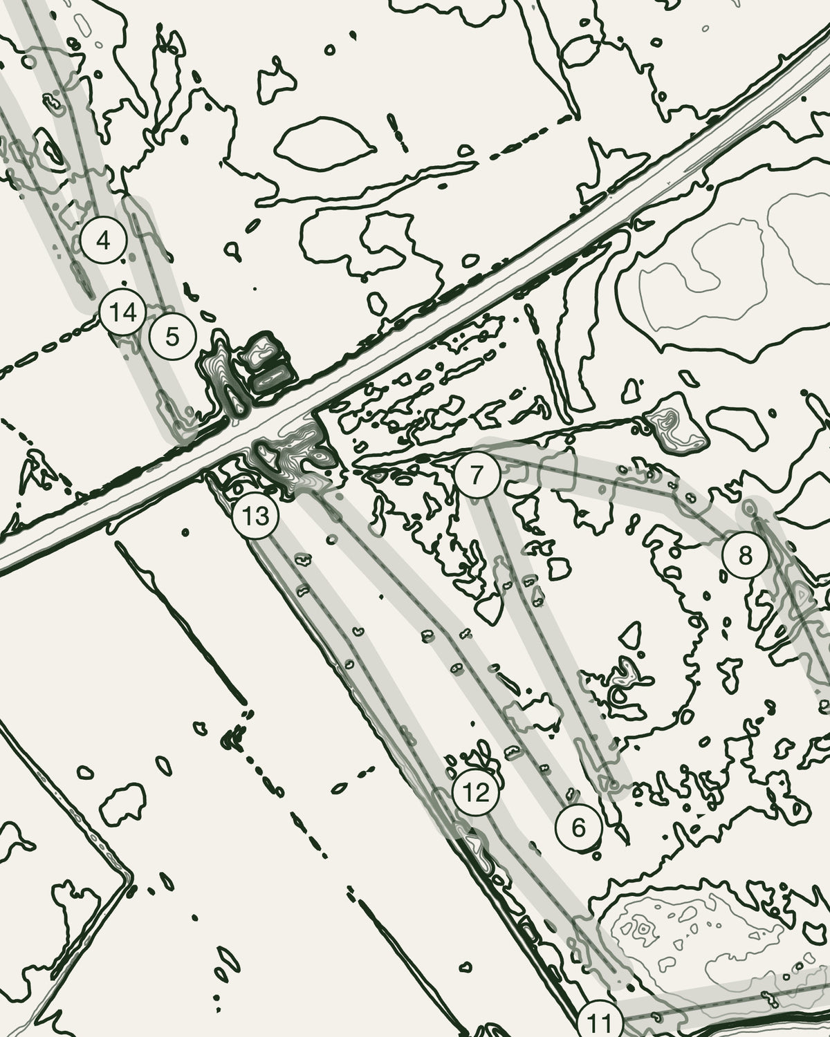 Fulford, Yorkshire print, contour detail