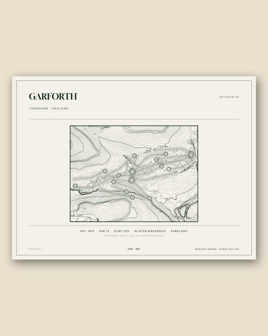 Garforth, Yorkshire topographic golf course print