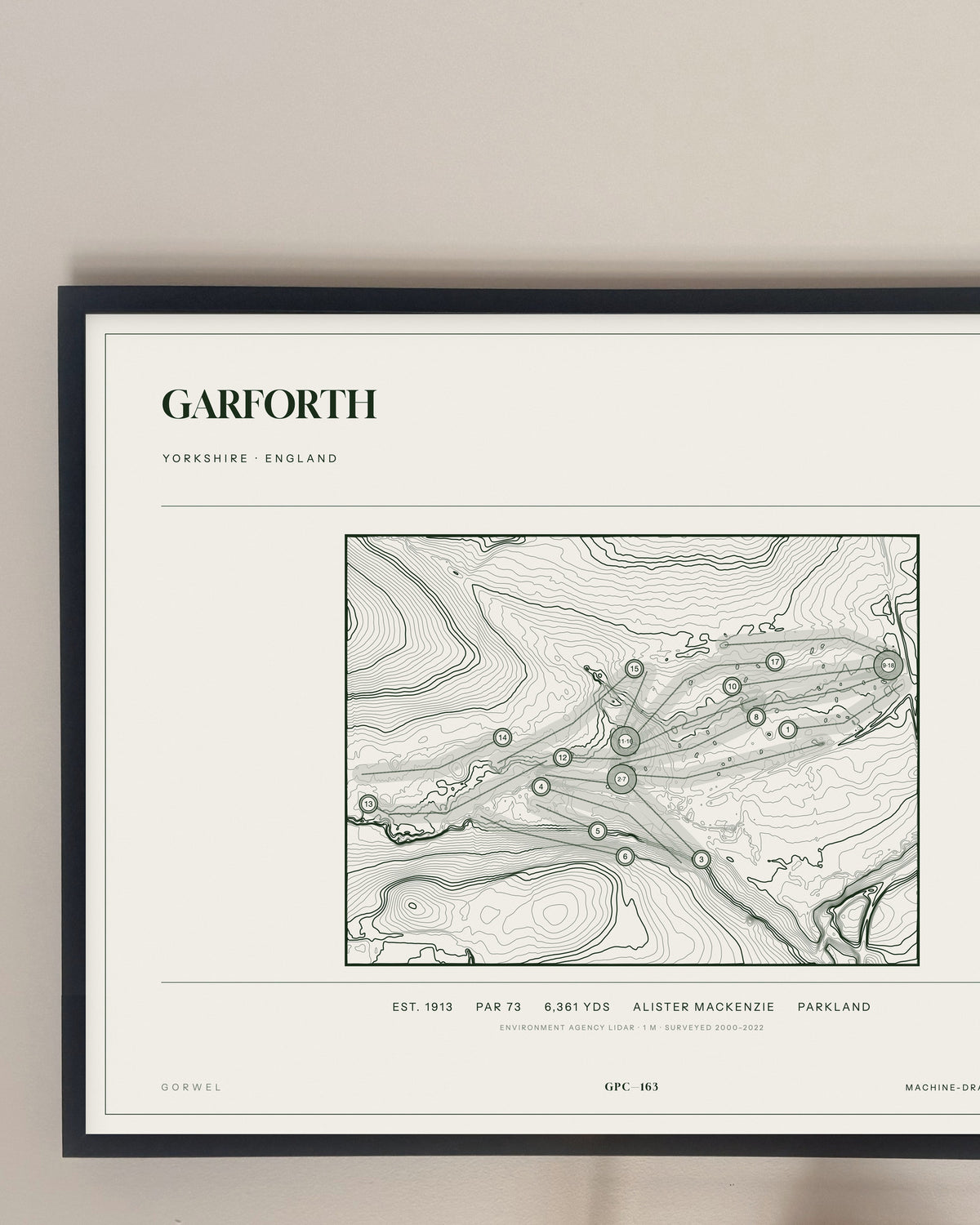 Garforth, Yorkshire print, framed, on a wall