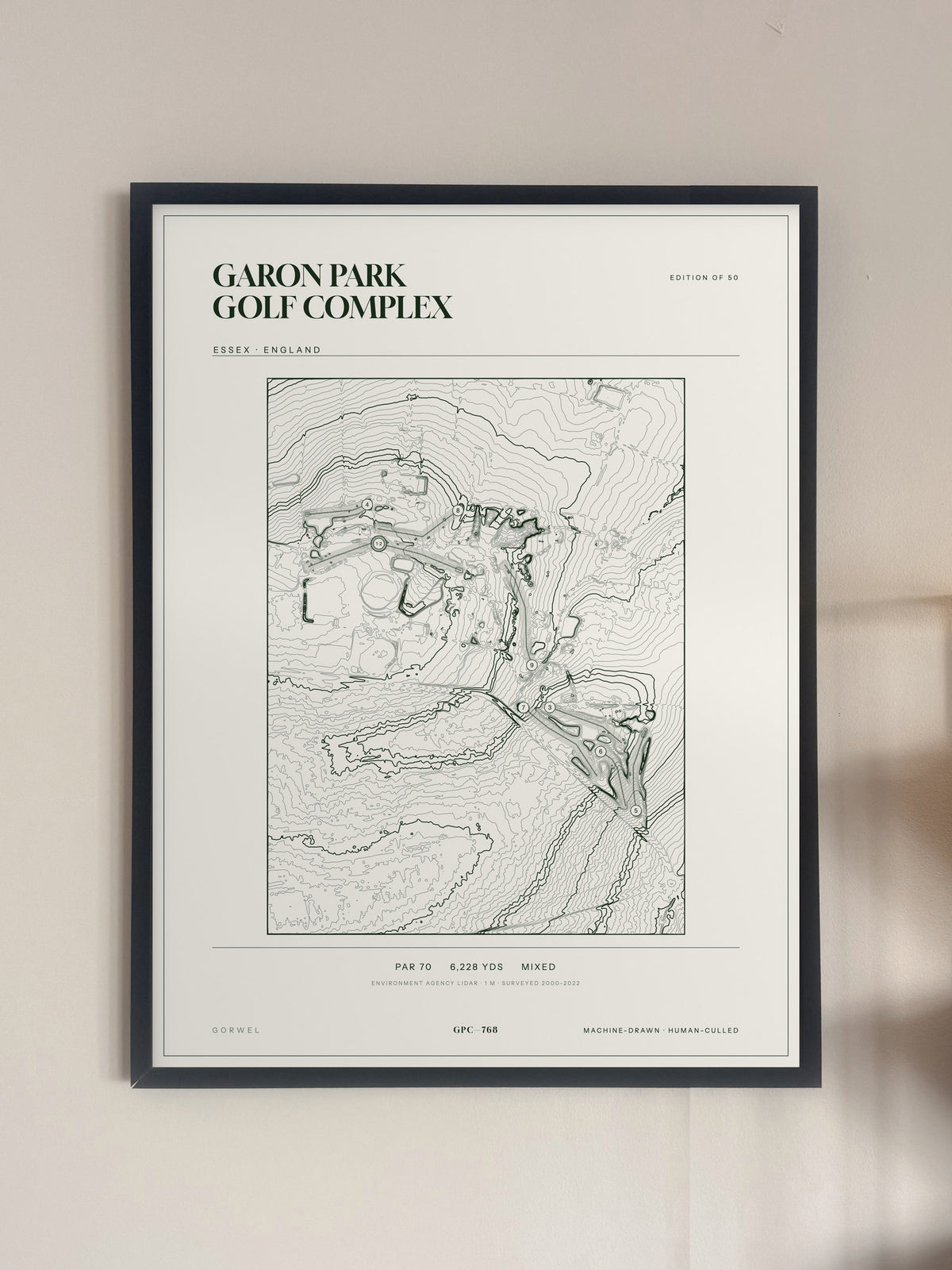 Garon Park Golf Complex, Essex print, framed, on a wall