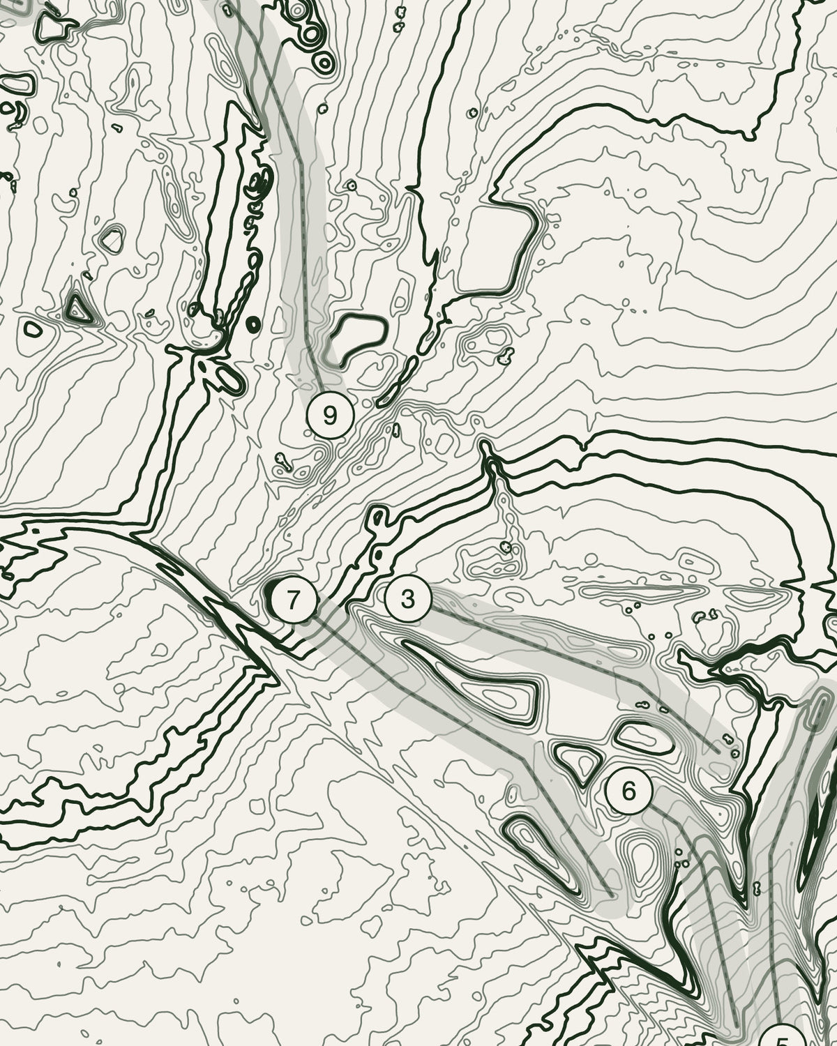 Garon Park Golf Complex, Essex print, contour detail