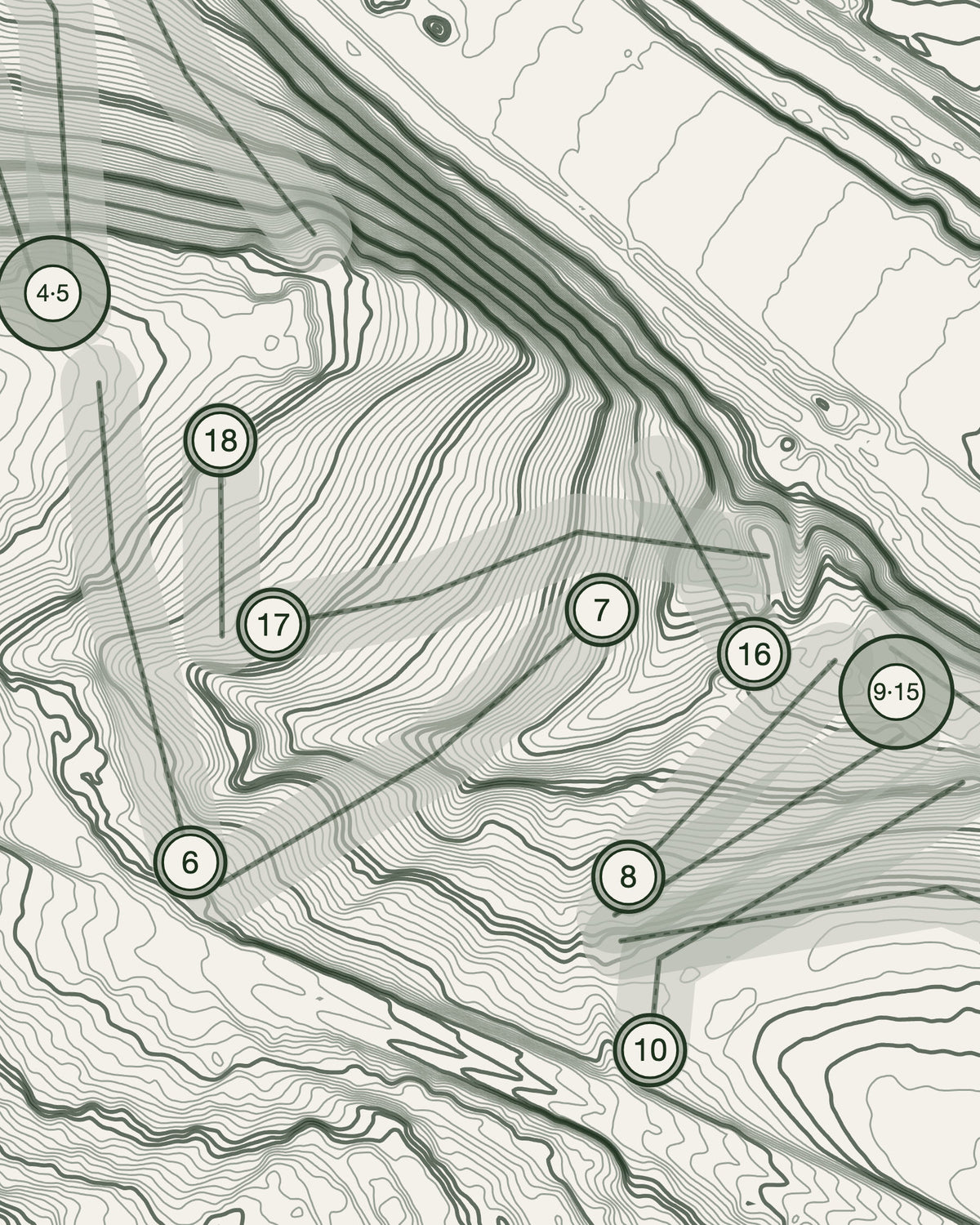 Gotts Park, Yorkshire print, contour detail
