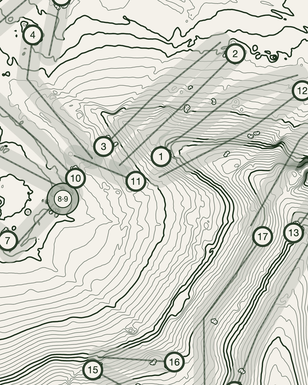 Harpenden, Hertfordshire print, contour detail