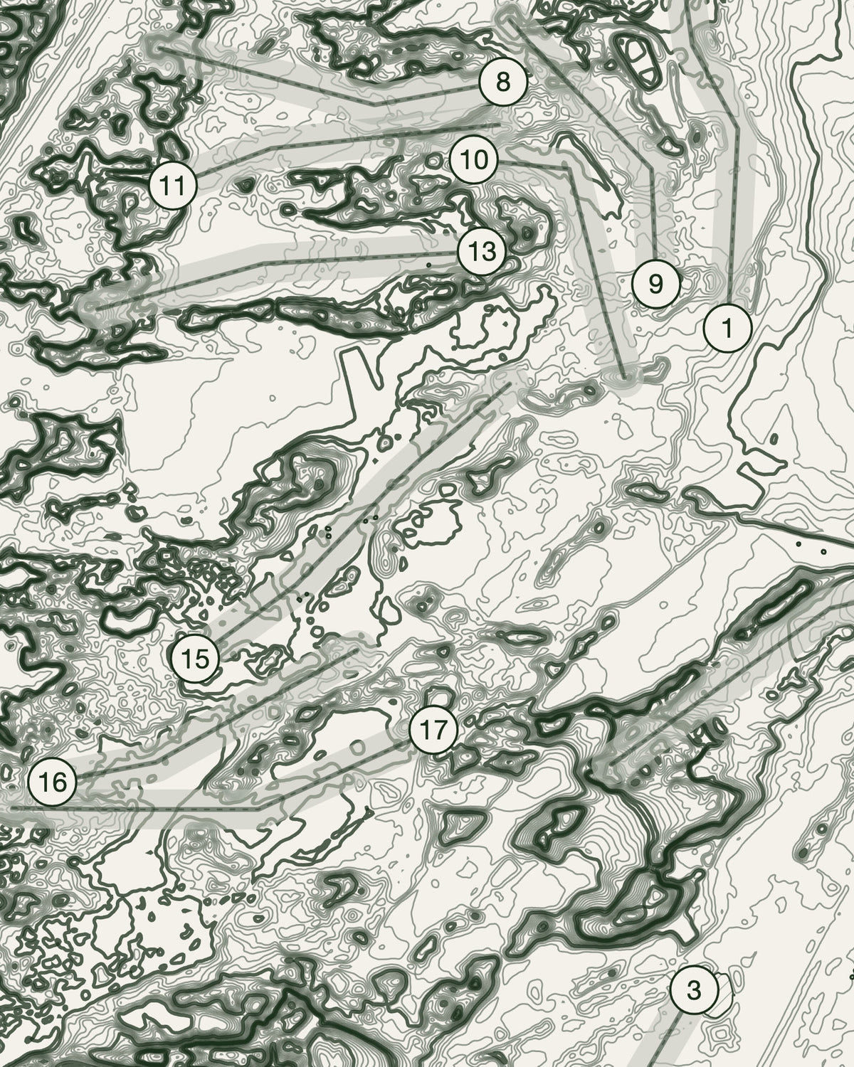 Hillside, Lancashire print, contour detail
