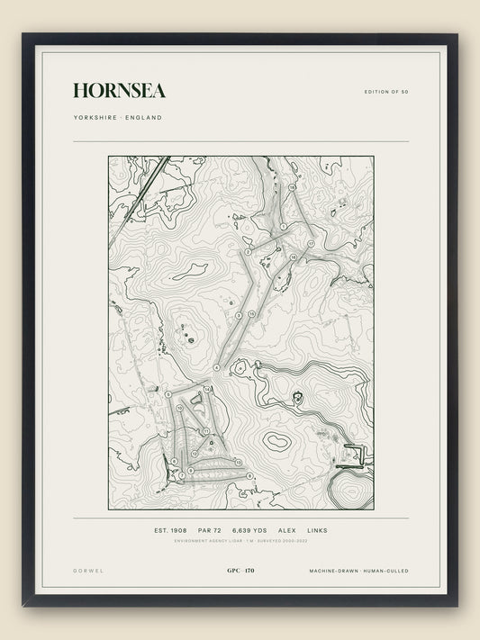 Hornsea, Yorkshire topographic golf course print, framed — Gorwel Print Co