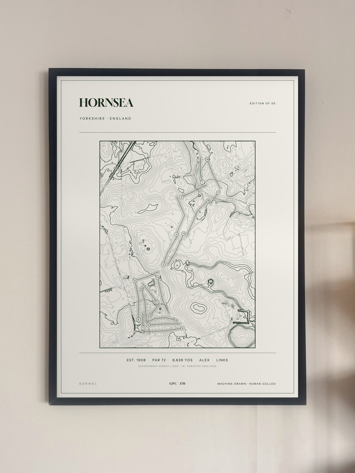 Hornsea, Yorkshire print, framed, on a wall