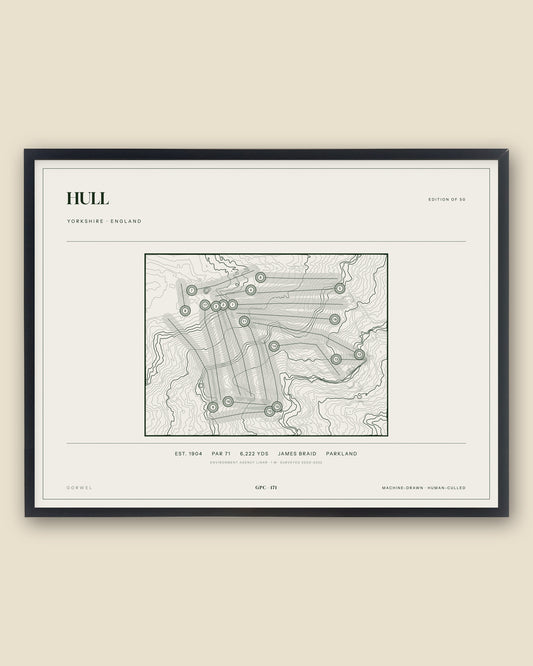 Hull, Yorkshire topographic golf course print, framed — Gorwel Print Co