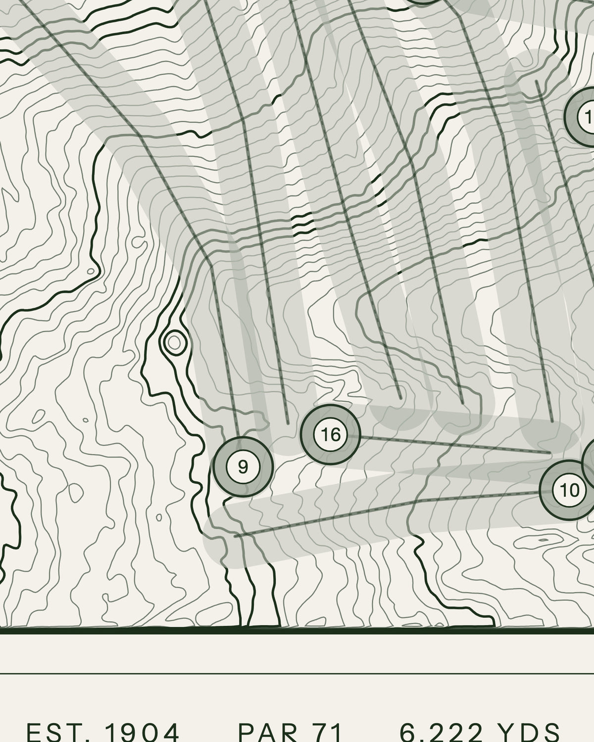 Hull topographic golf course print — contour detail — Gorwel Print Co