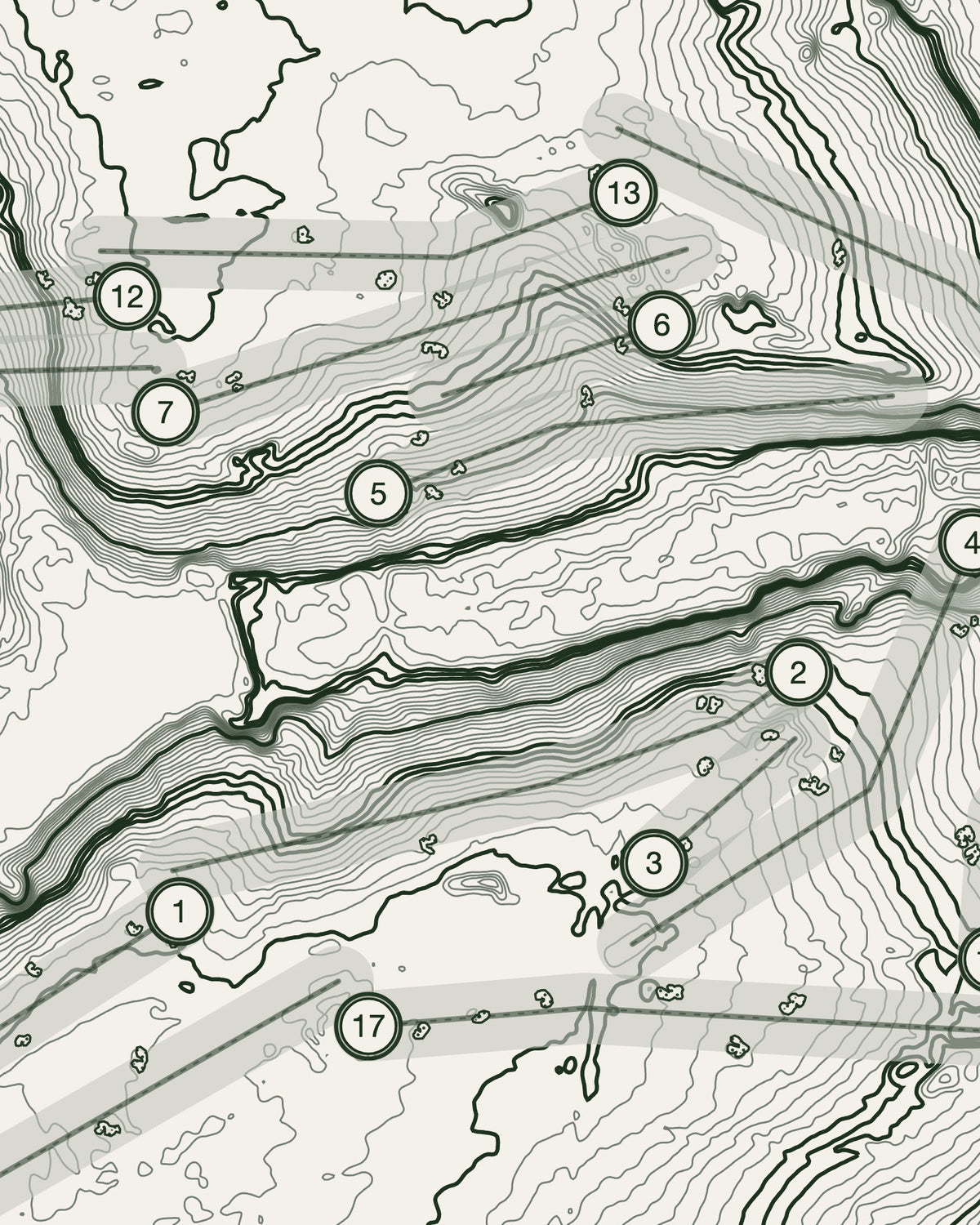 Ipswich Purdis Heath, Suffolk print, contour detail