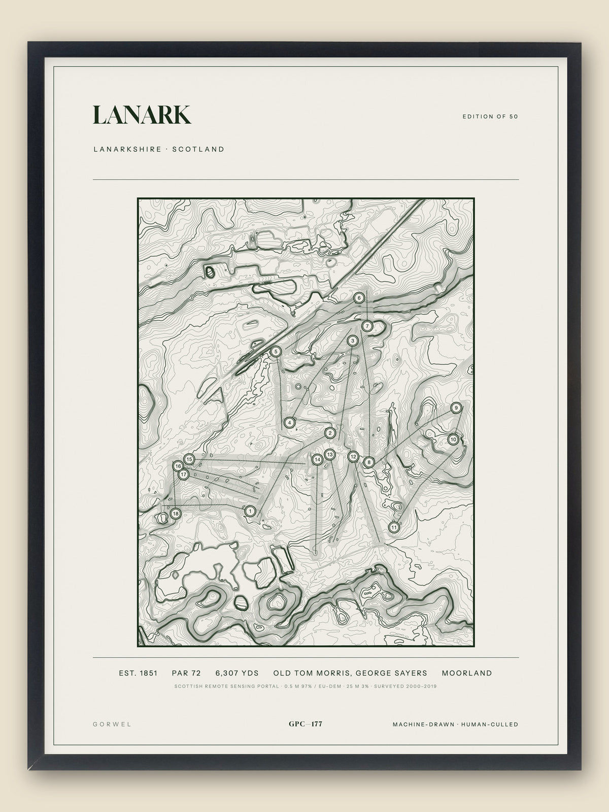 Lanark topographic golf course print — catalogue plate — Gorwel Print Co