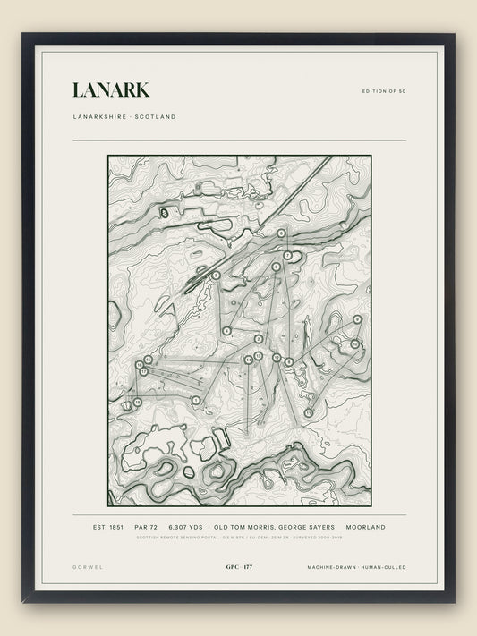Lanark topographic golf course print — catalogue plate — Gorwel Print Co