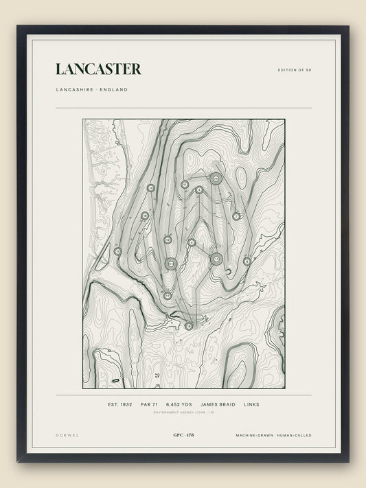 Lancaster topographic golf course print, framed — Gorwel Print Co