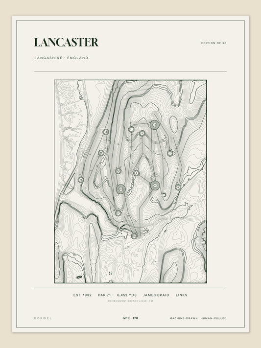 Lancaster topographic golf course print