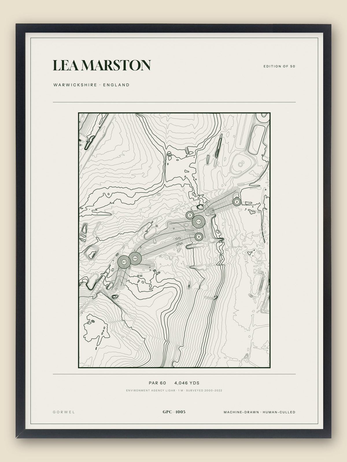 Lea Marston, Warwickshire topographic golf course print, framed — Gorwel Print Co