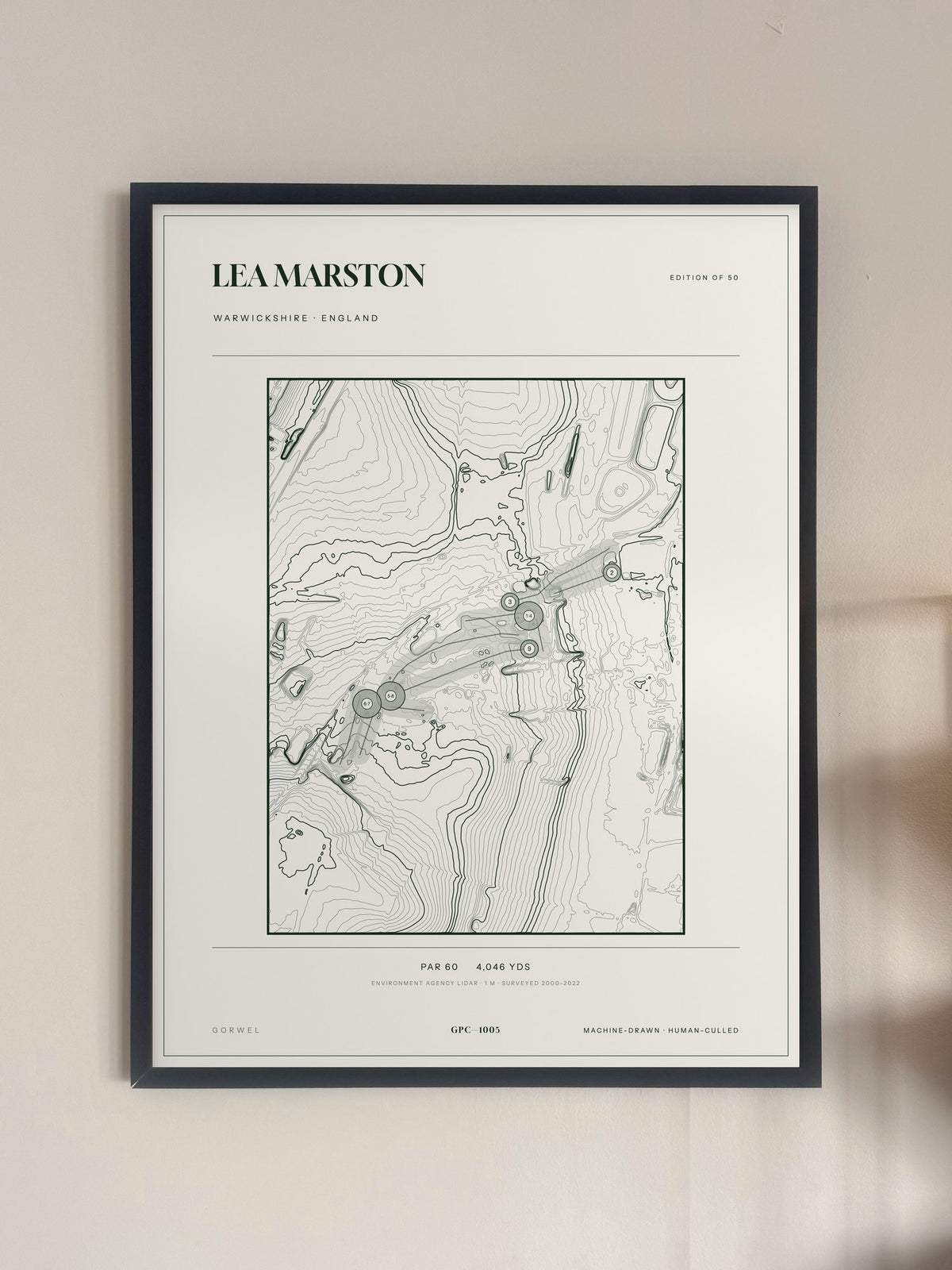 Lea Marston, Warwickshire print, framed, on a wall