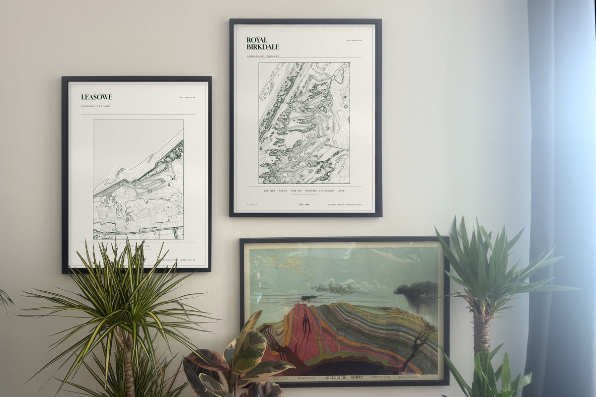 Leasowe topographic golf course print — gallery pair — Gorwel Print Co