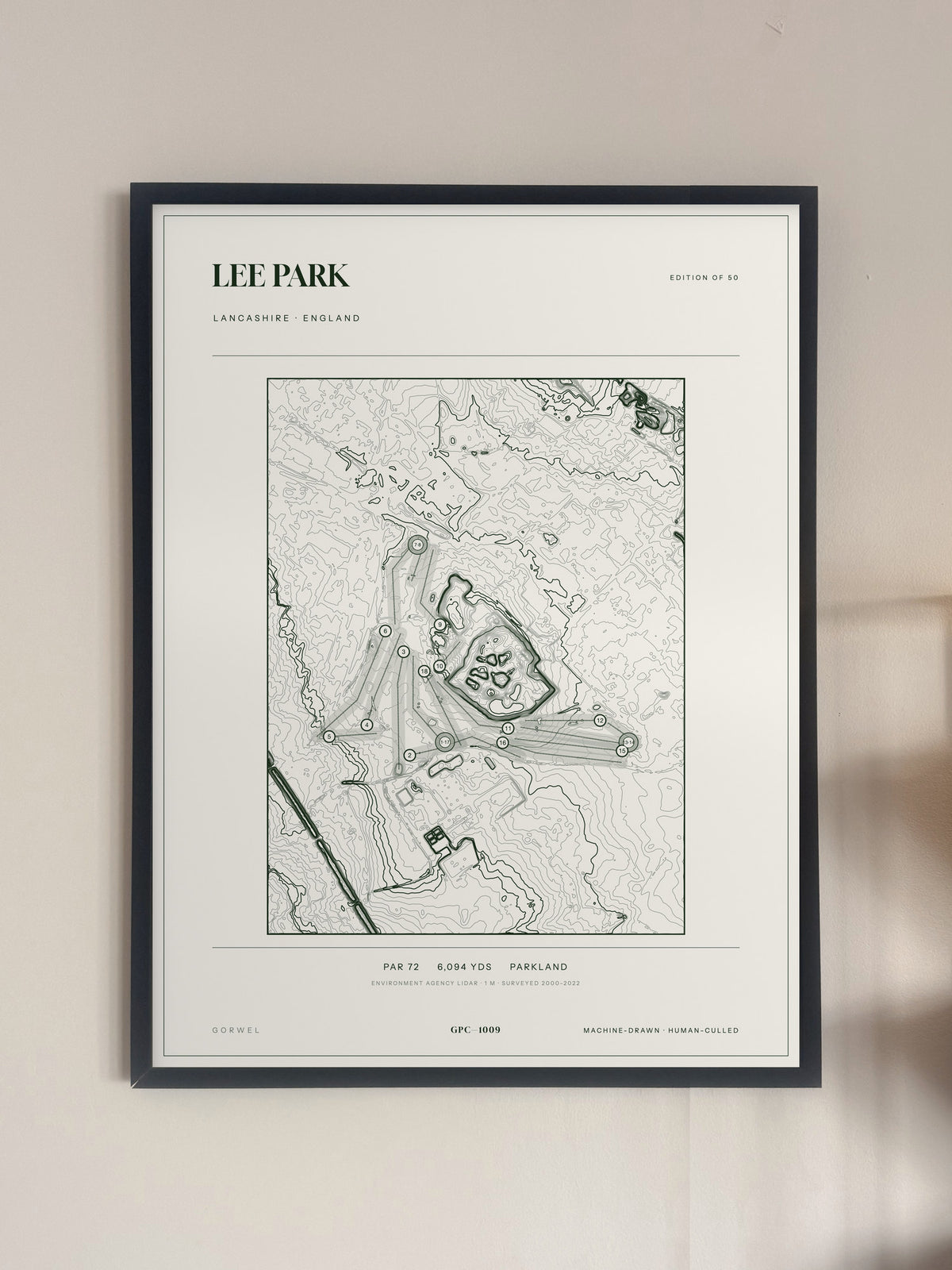 Lee Park, Lancashire print, framed, on a wall