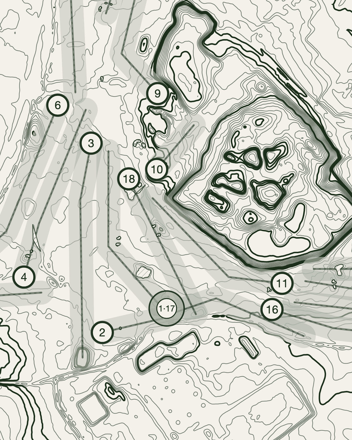 Lee Park, Lancashire print, contour detail
