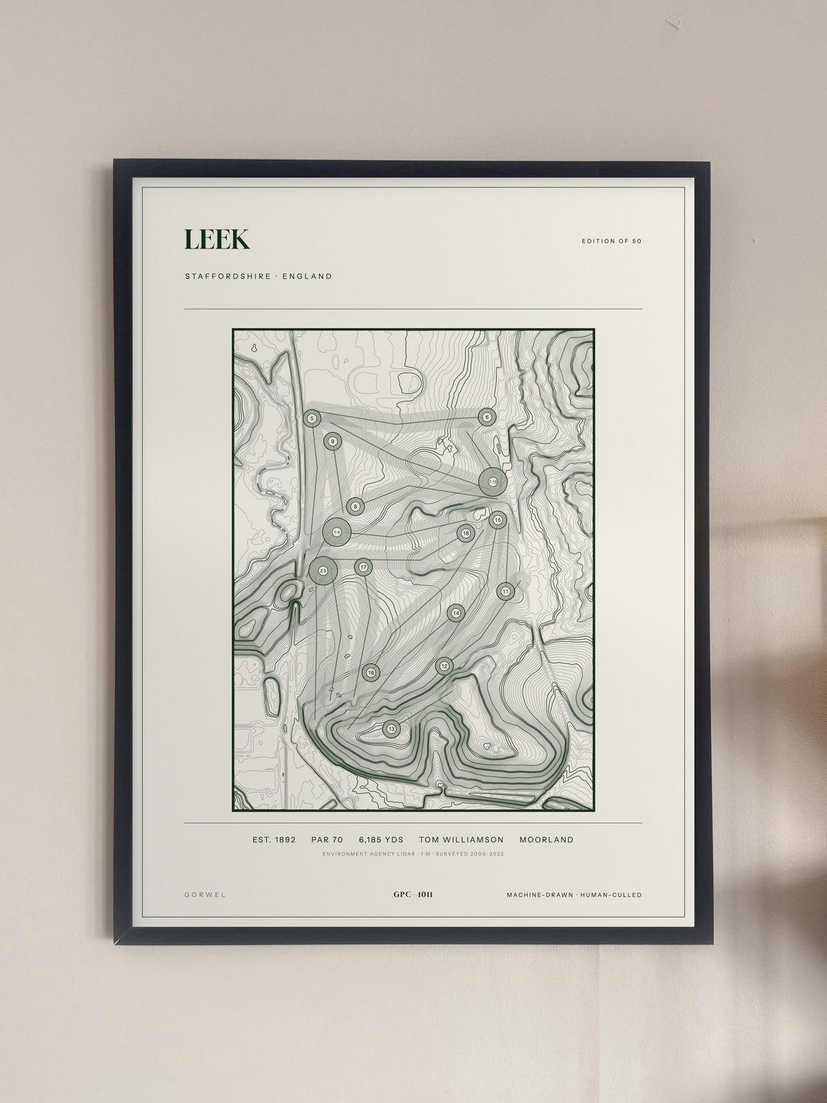 Leek, Staffordshire print, framed, on a wall
