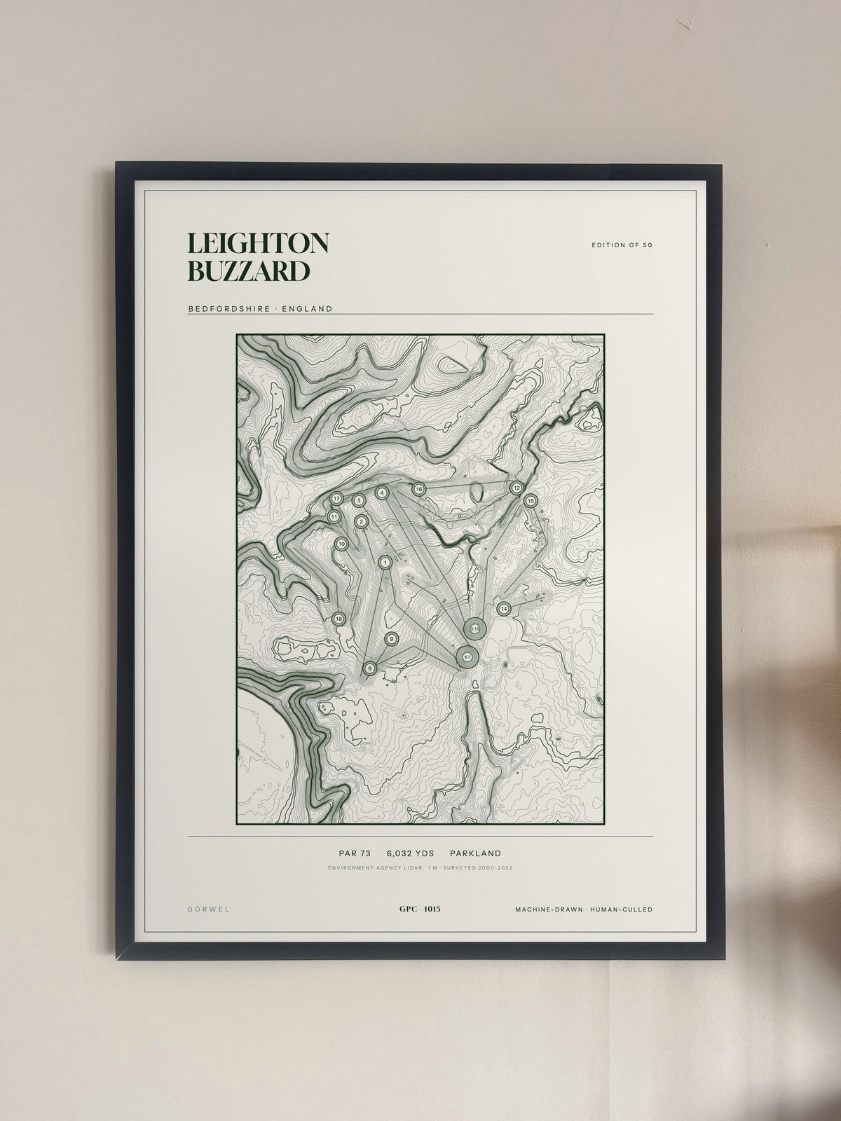 Leighton Buzzard, Bedfordshire print, framed, on a wall