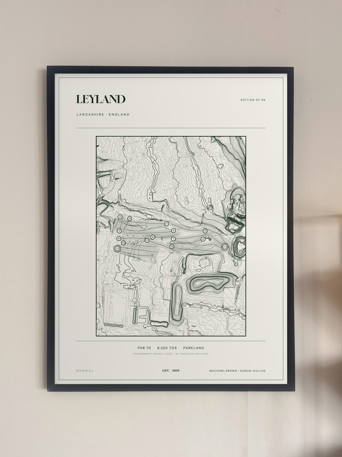 Leyland, Lancashire print, framed, on a wall