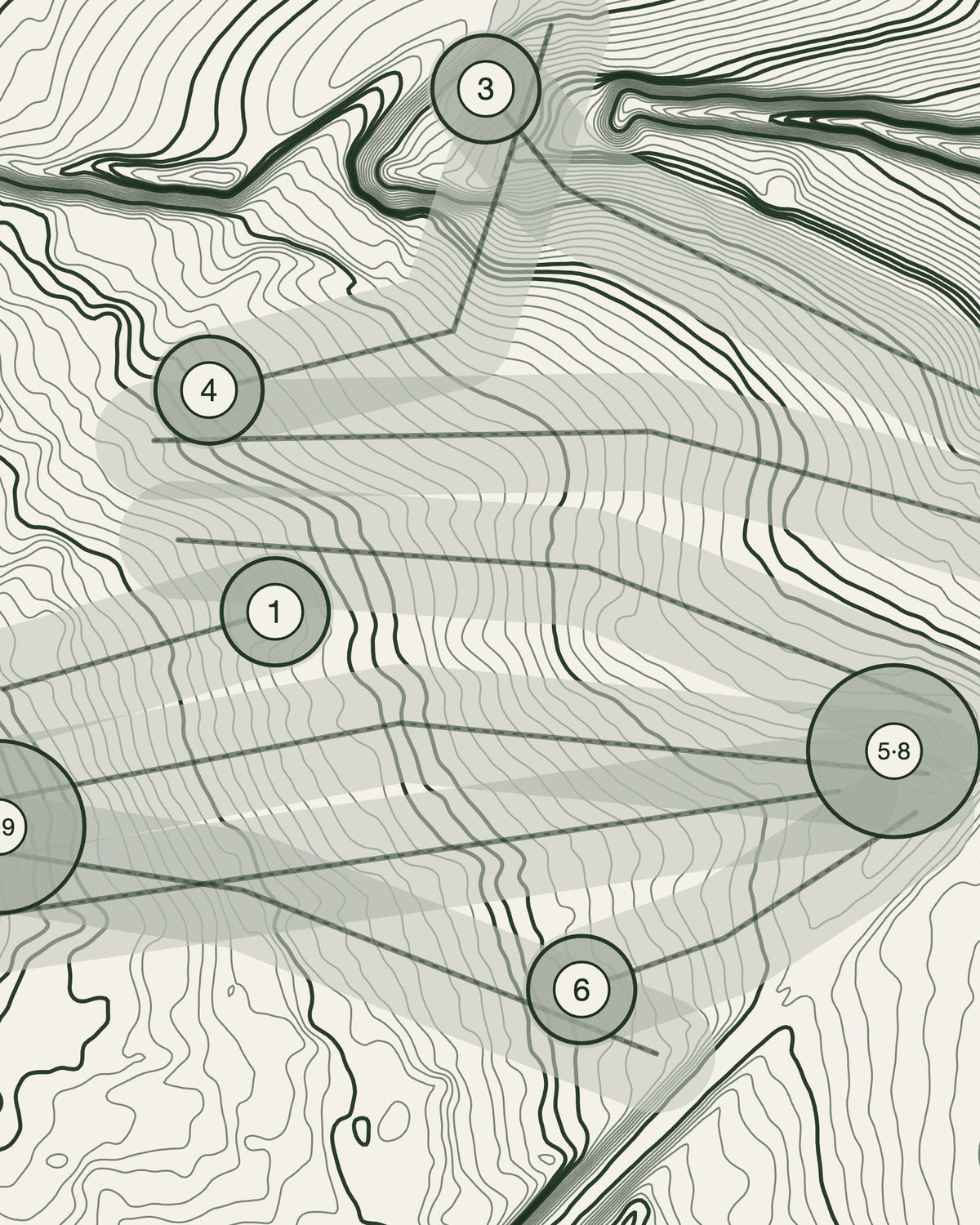 Lightcliffe, Yorkshire print, contour detail