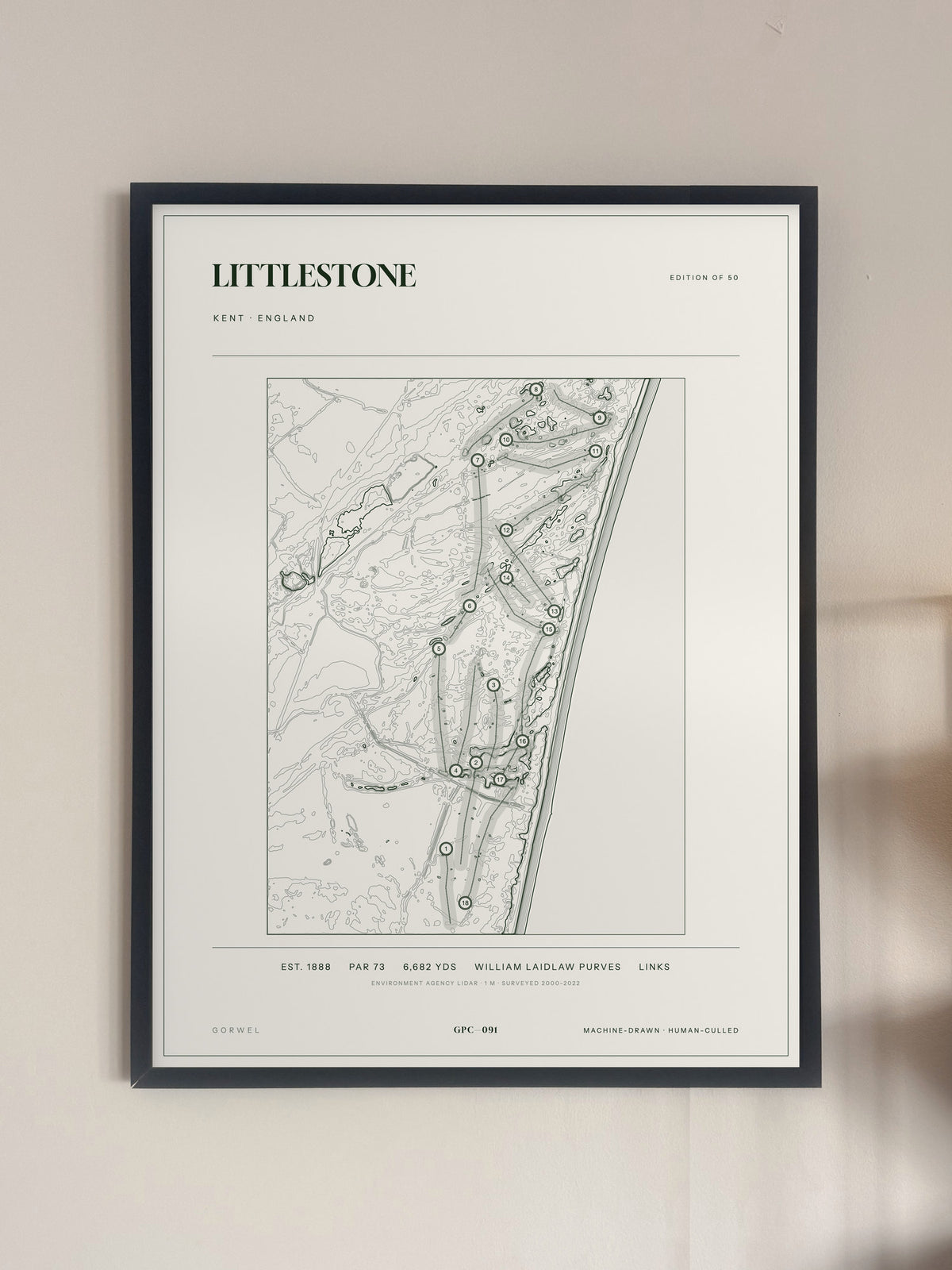 Littlestone, Kent print, framed, on a wall