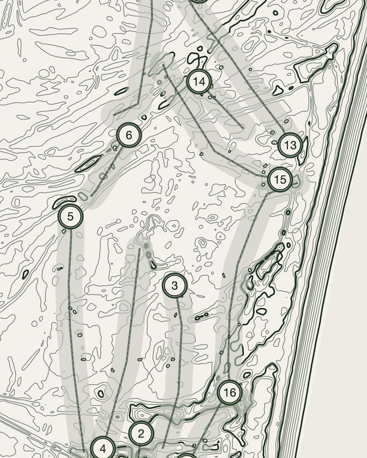 Littlestone, Kent print, contour detail