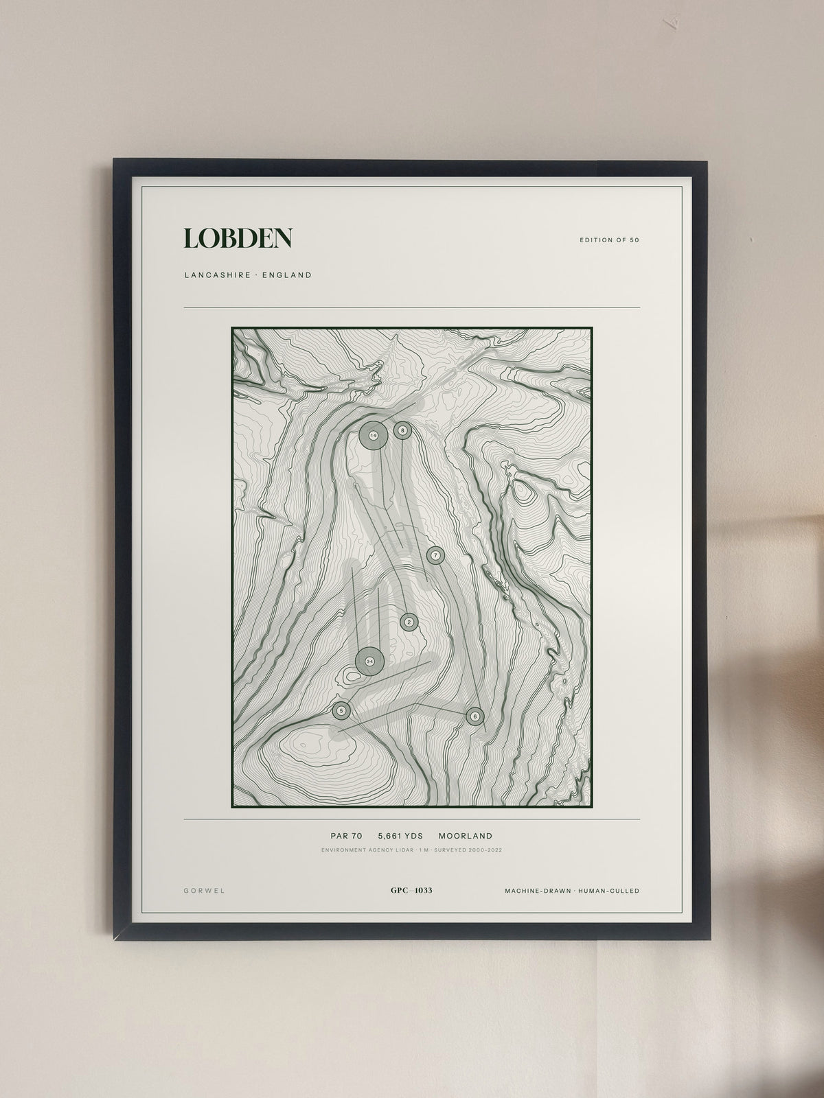 Lobden, Lancashire print, framed, on a wall